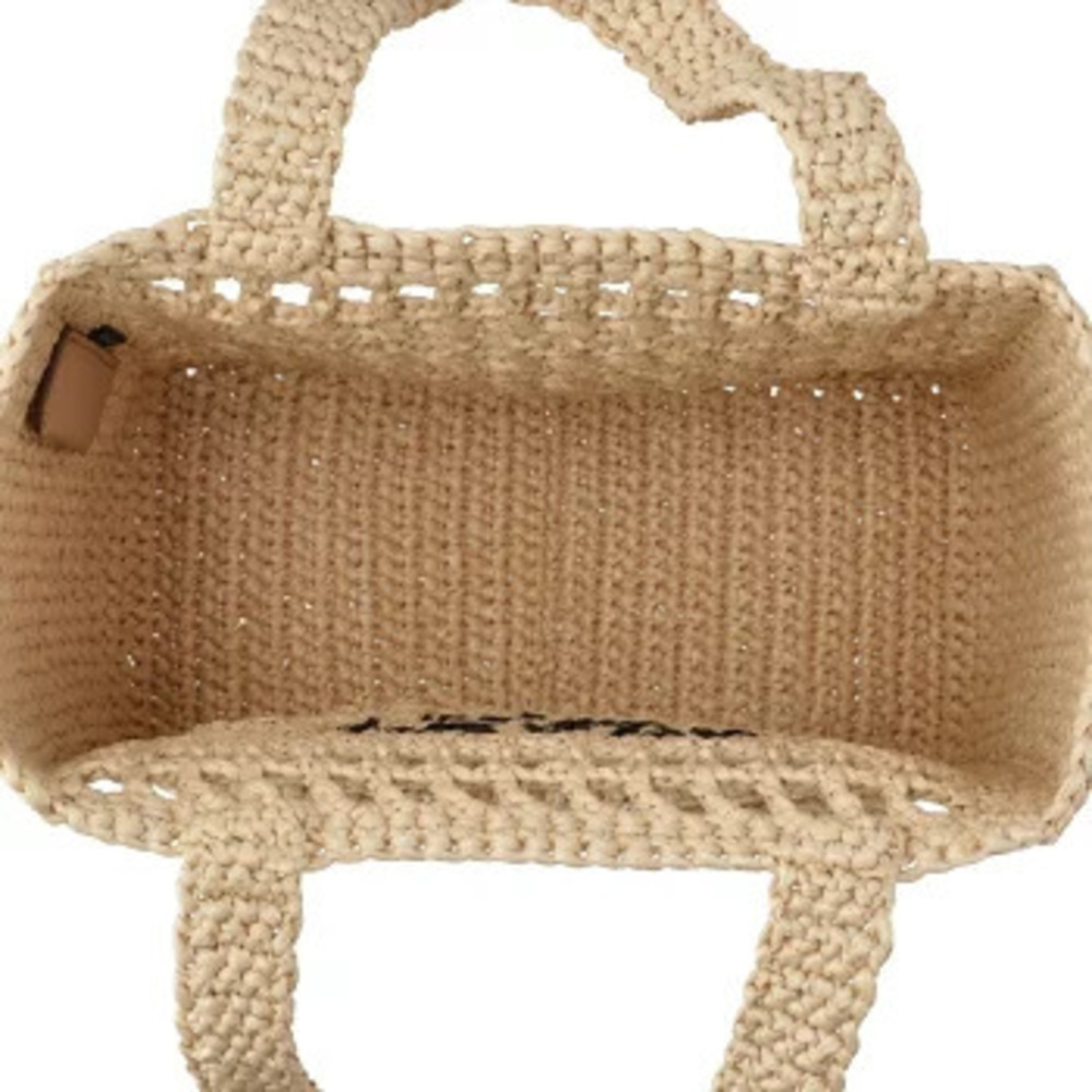 Prada Raffia Tote Bag Triangle Logo Straw - Picture 6 of 8
